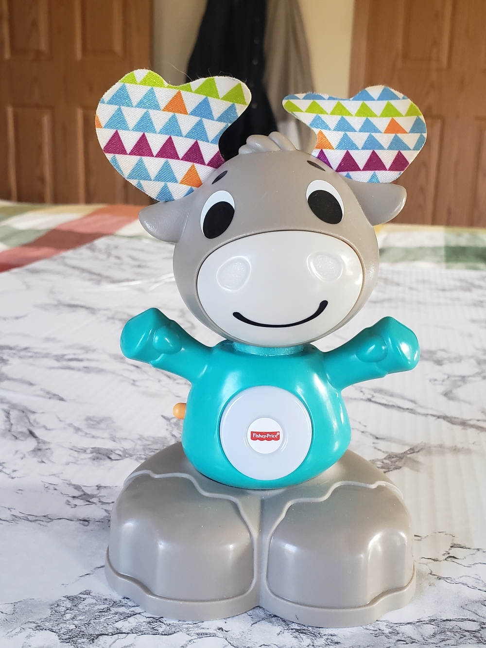 Fisher-Price Teal and Gray Musical Moose with Patterned Antlers.‎ Interactive